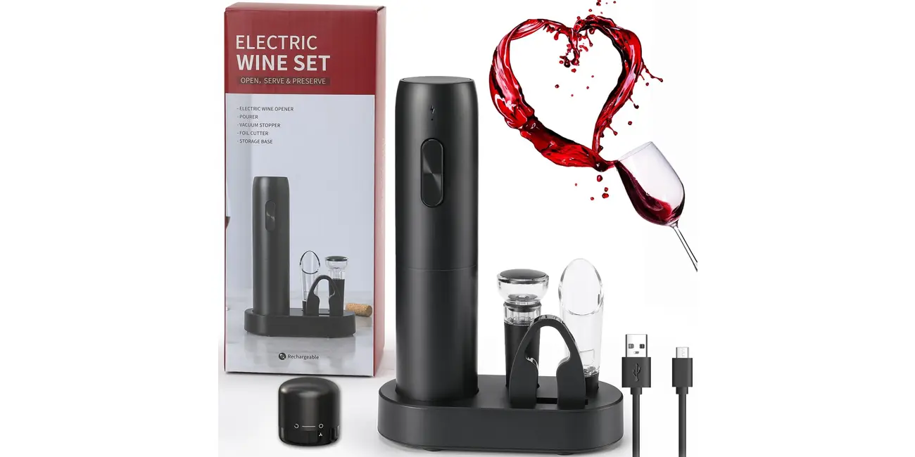 Set Abrebotellas eléctrico ZOYIDOUX con accesorios