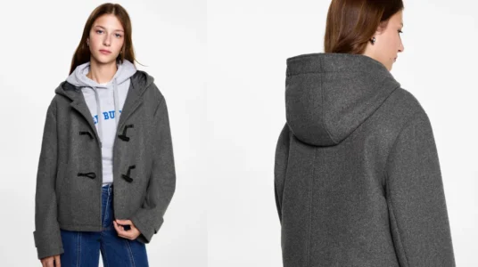 abrigo corto con capucha Lana Alamares Mango Outlet