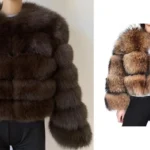 abrigo de piel sintética de zorro para mujer