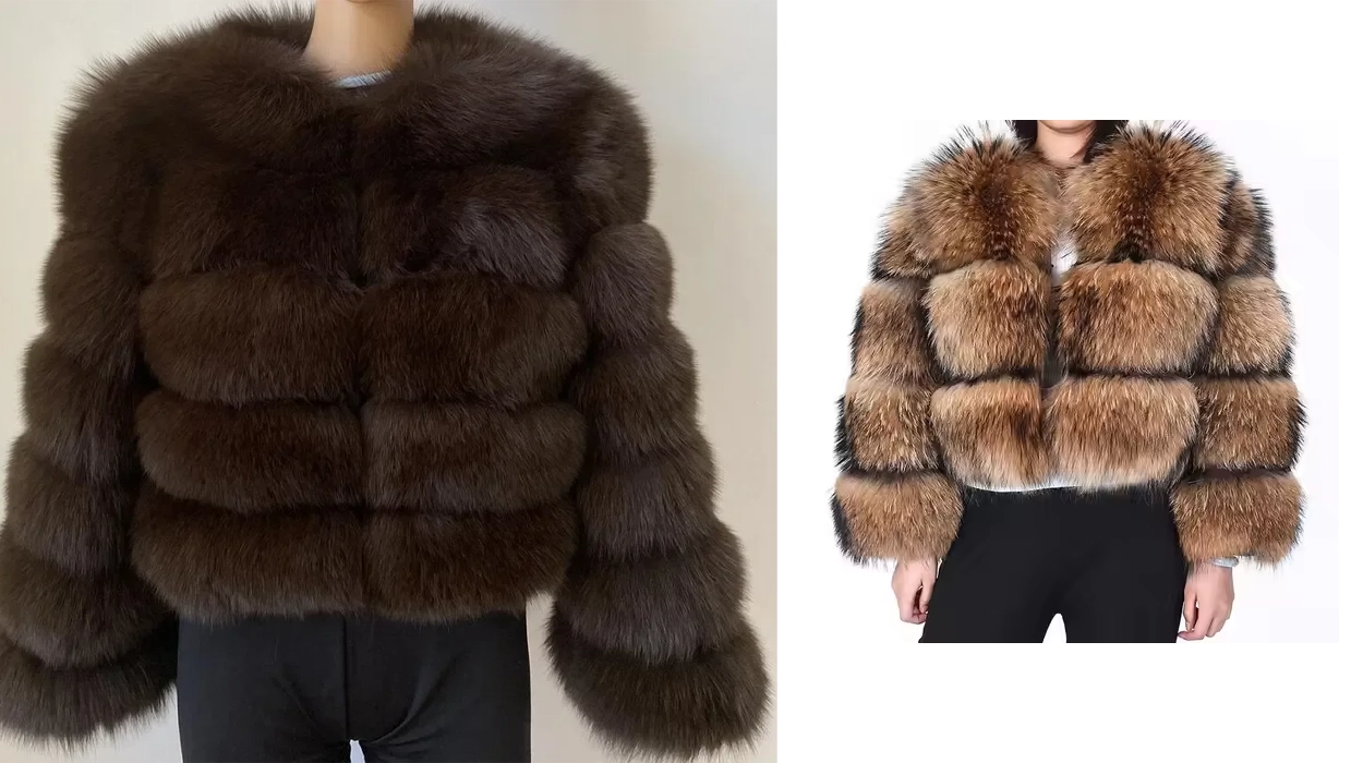 abrigo de piel sintética de zorro para mujer