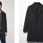 abrigo gris de lana reciclada Mango Outlet para hombre
