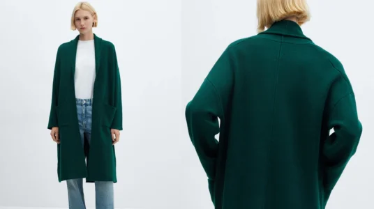 abrigo oversize de punto Mango Outlet para muje