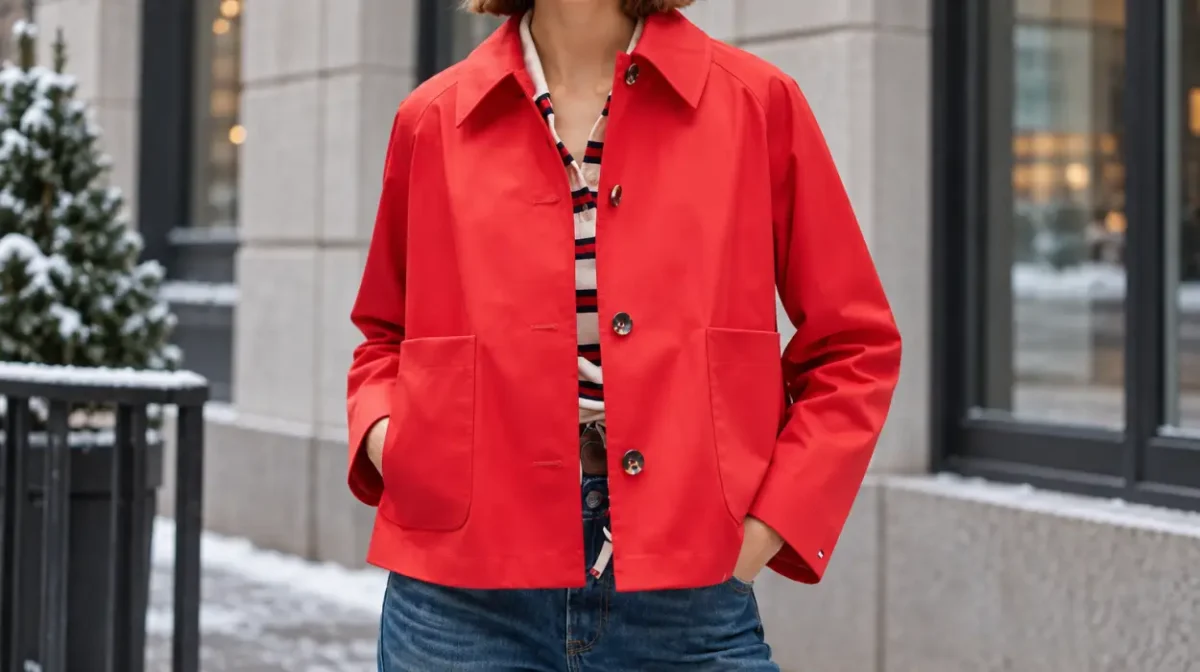 Abrigo corto Tommy Hilfiger para mujer de algodón impermeable