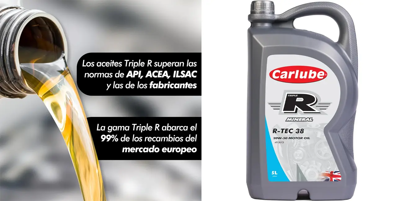 Aceite de motor mineral Carlube Triple R KCK005 R-TEC38 20W-50 de 5L