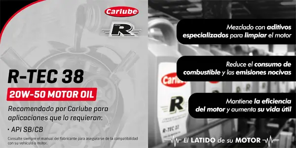 Aceite de motor mineral Carlube Triple R KCK005 R-TEC38 20W-50 de 5L