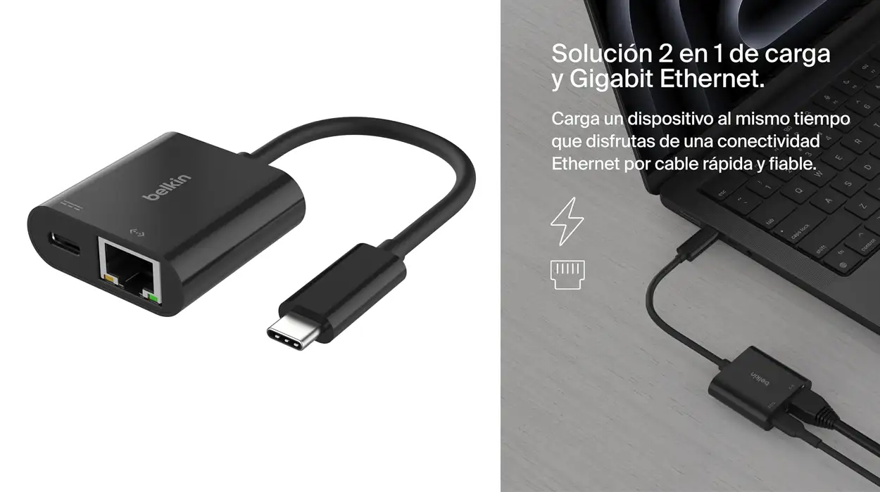 adaptador Belkin Connect USB-C a Ethernet + Carga de 100 W barato