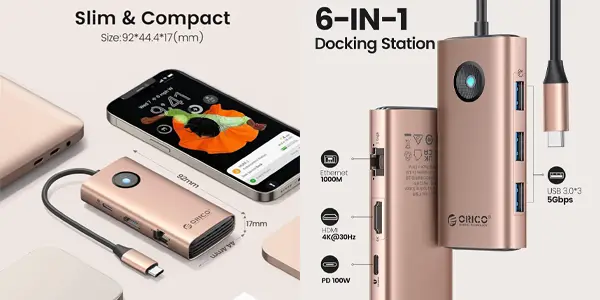 Adaptador USB-C ORICO 6 en 1 
