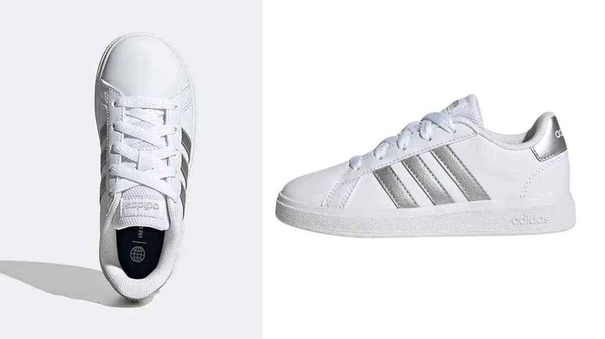 Zapatillas Adidas Grand Court Lifestyle blanco y plata para niños