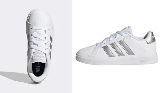 Adidas Grand Court Lifestyle Lace Up infantiles blanco plata baratas