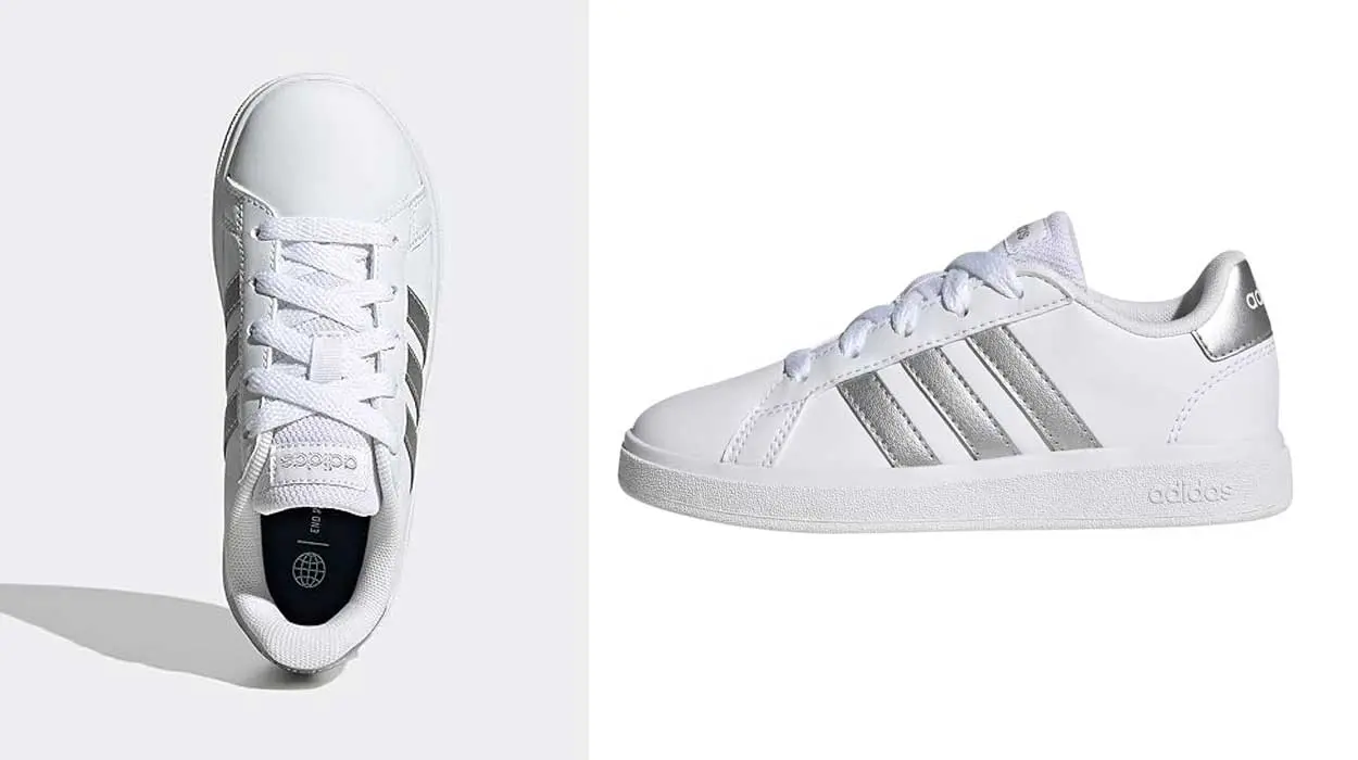Adidas Grand Court Lifestyle Lace Up infantiles blanco plata baratas