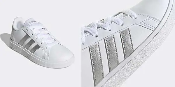 Adidas Grand Court Lifestyle Lace Up infantiles blanco plata oferta