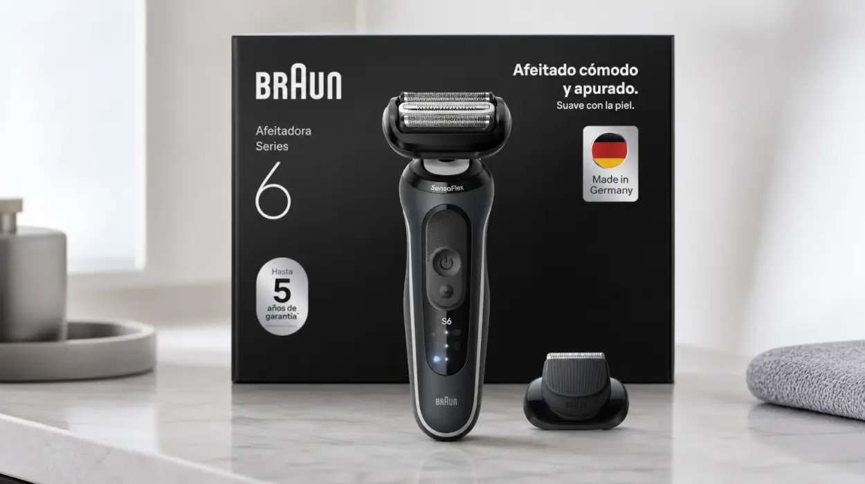 Afeitadora eléctrica Braun Series 6 62-G1200SI para hombre con recortadora de precisión