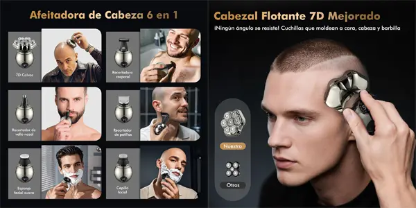 Afeitadora para cabeza iWarmbase 6 en 1
