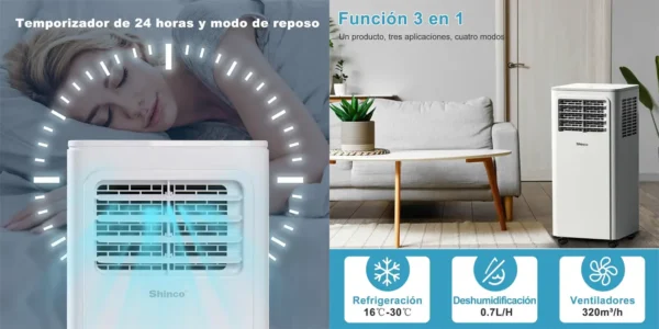 Aire acondicionado portátil SHINCO 7000 BTU