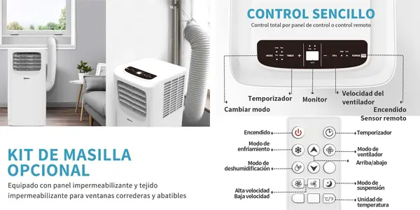 Aire acondicionado portátil SHINCO 9000BTU 3 en 1