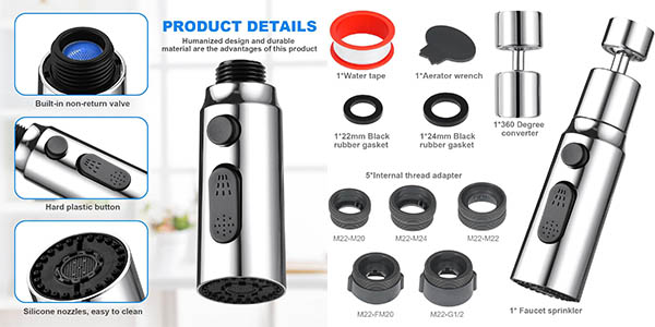 Aireador de grifo giratorio 360º OSDUE con 3 modos