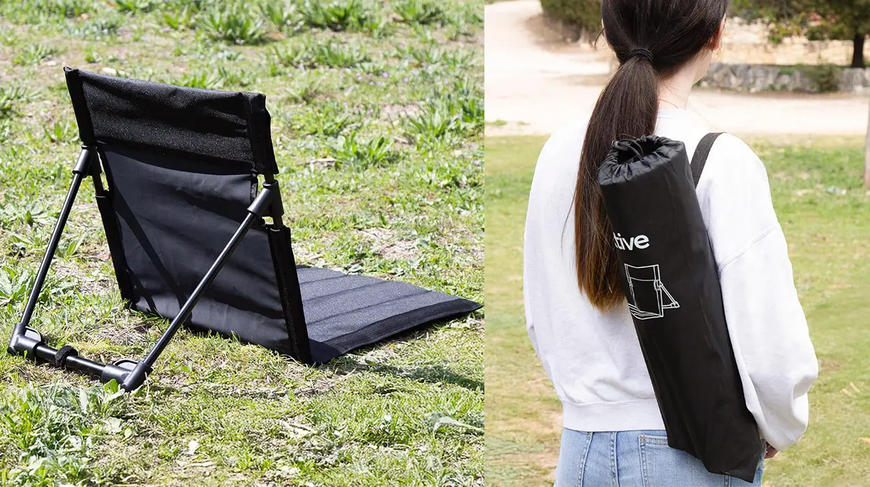 Silla plegable de suelo Aktive con respaldo ajustable y funda barata