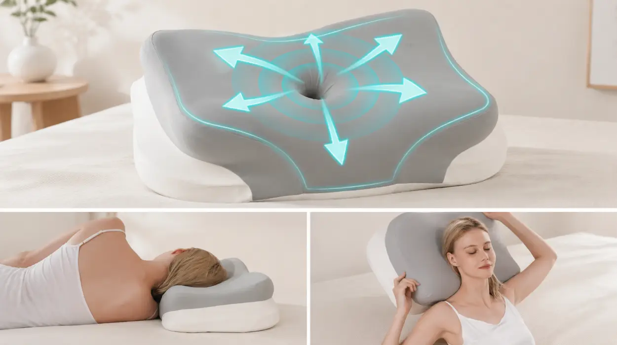 Almohada cervical KEVIAN de espuma viscoelástica con forma de mariposa