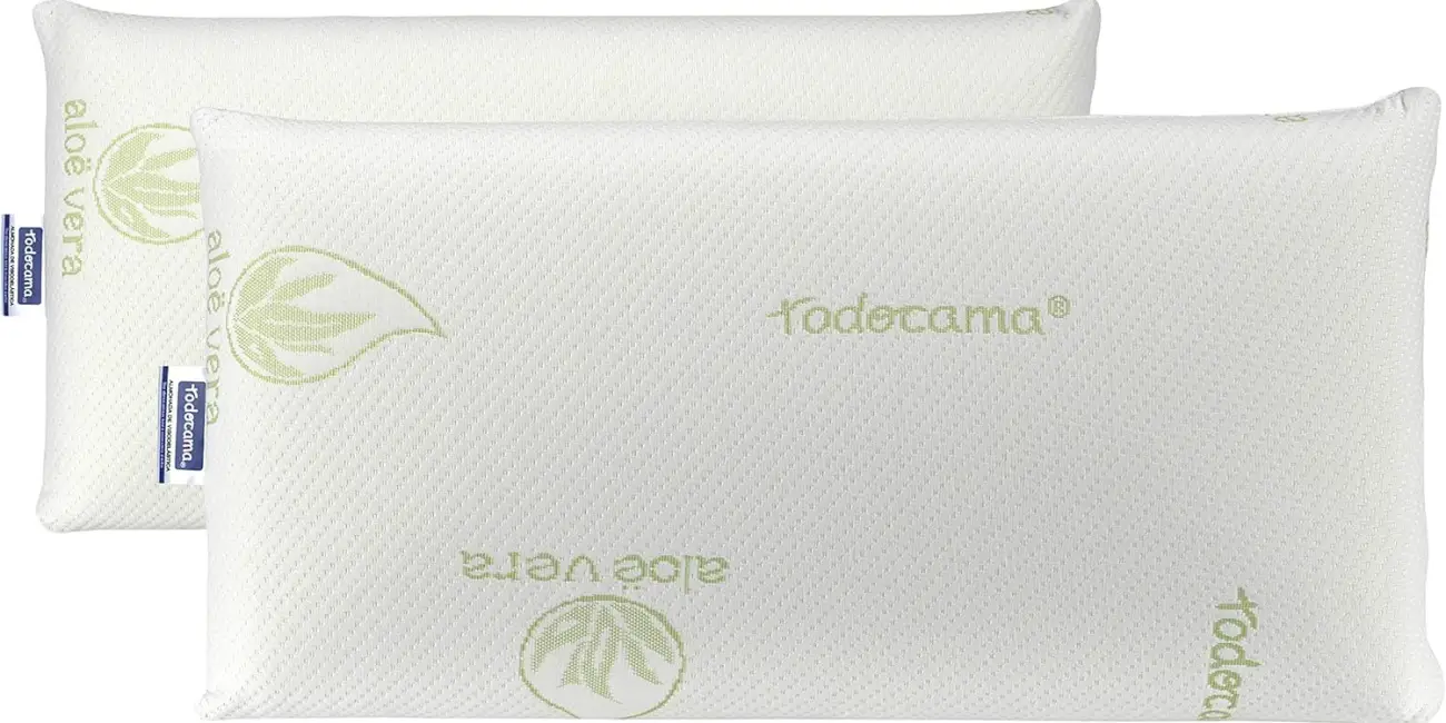 Pack de 2 almohadas Todocama viscoelásticas, con funda Aloe Vera Plus y protección antiácaros