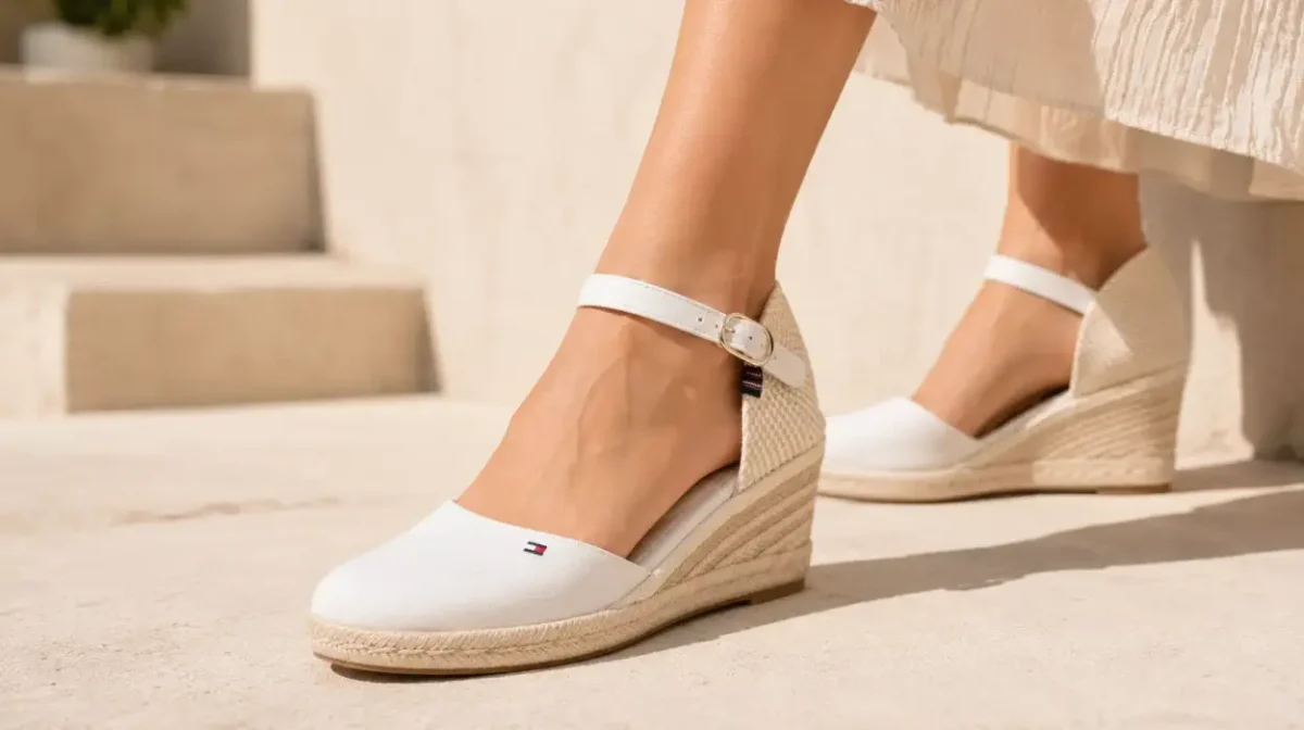 Alpargatas de cuña media Tommy Hilfiger para mujer en color crudo