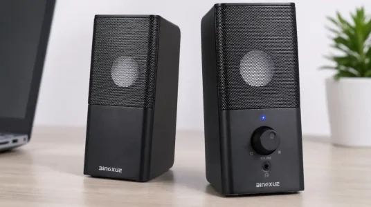 Altavoces de escritorio Bingxue H21 estéreo con alimentación USB y jack de 3,5 mm