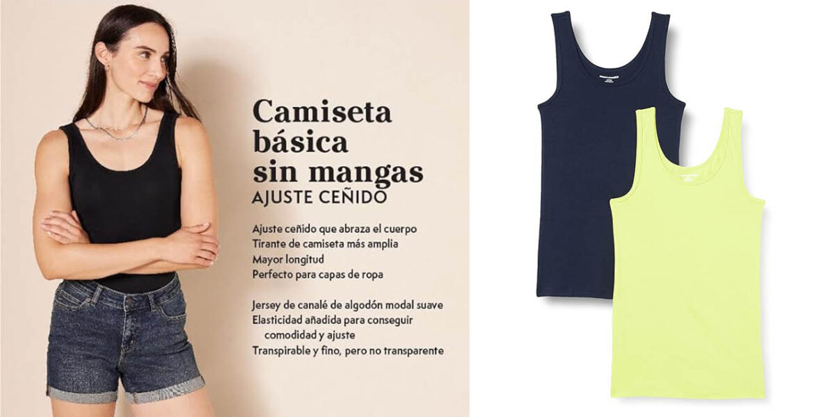 Pack x2 Camisetas de tirantes Amazon Essentials para mujer