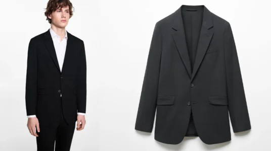 americana negra de traje Slim Fit Mango Outlet para hombre