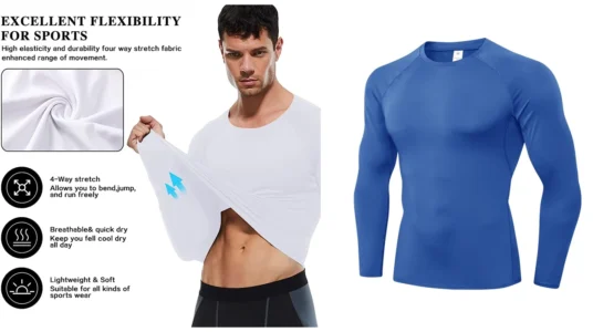 camisetas de compresión de manga larga para hombre