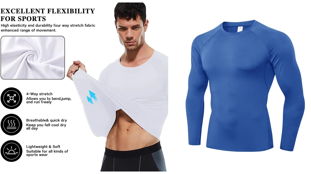 camisetas de compresión de manga larga para hombre