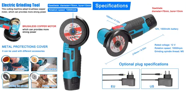 Amoladora inalámbrica de 19.500 RPM