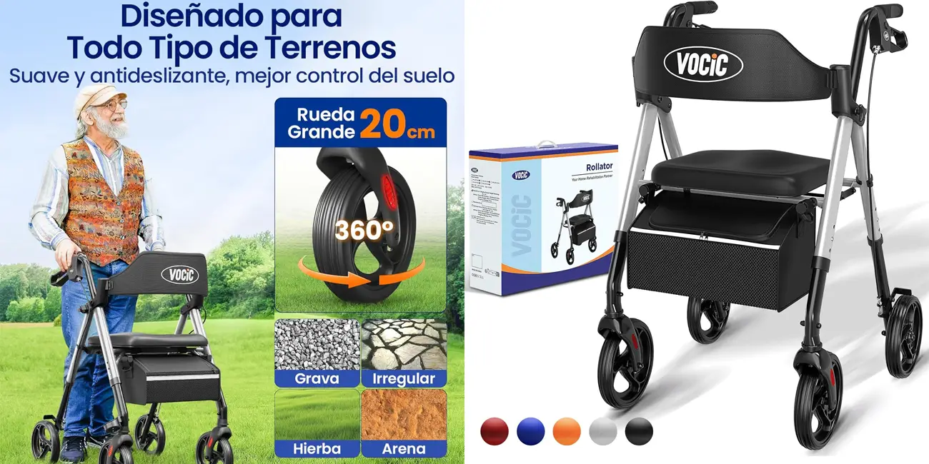 Andador plegable y ligero VOCIC con asiento