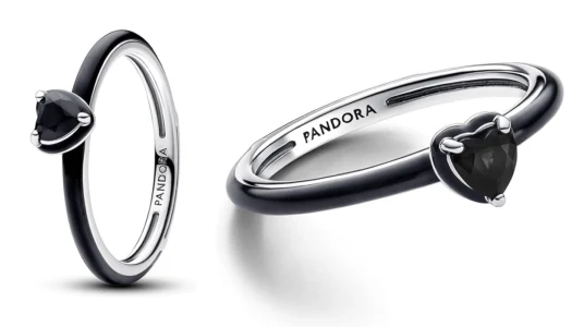 anillo Pandora Me con cristal de corazón negro