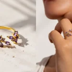 Anillo Buganvilla ajustable de Singularu en plata de ley 925 con baño de oro de 18 kt