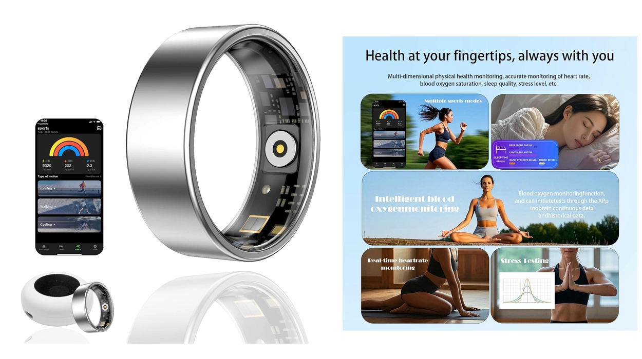 anillo inteligente con monitorización de salud y fitness