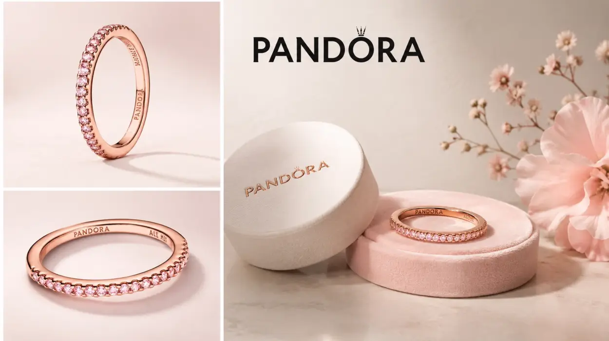 Anillo de Pandora en oro rosa con circonitas cúbicas
