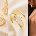 Anillo Spiral Spark de Singularu en plata de ley 925 con baño de oro de 18 kt, ajustable para mujer