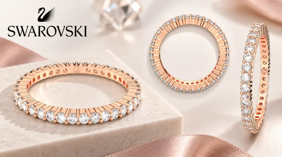 Anillo Swarovski Vittore con piedras transparentes y tono oro rosa
