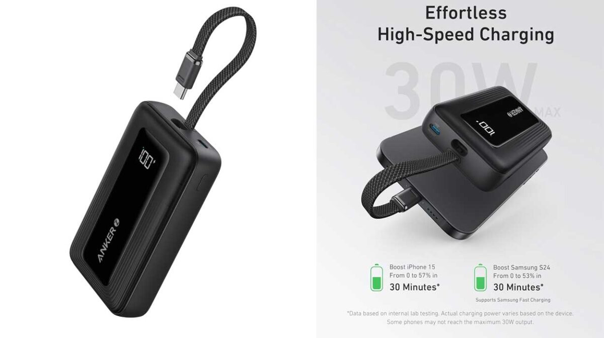 Batería portátil Anker Zolo de 20.000 mAh con cable USB-C integrado