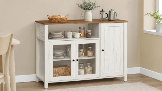 Aparador Vasagle para cocina o salón con 3 puertas, estilo casa de campo