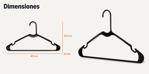 aquete de 50 perchas de plástico Amazon Basics de color negro oferta