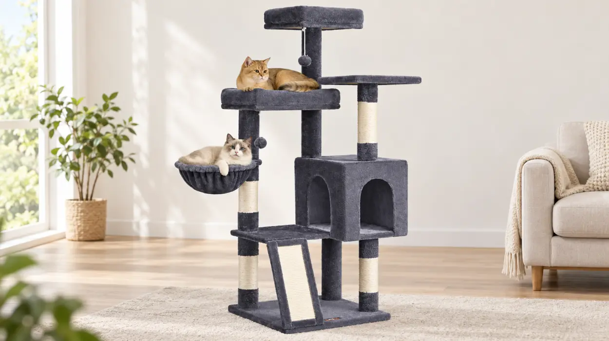 Árbol para gatos Feandrea con 3 plataformas, cueva y hamaca