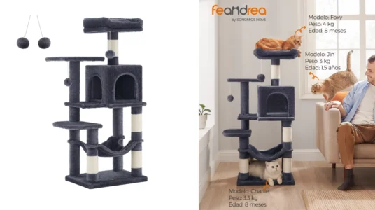 árbol rascador para gatos Feandrea de 112 cm de altura