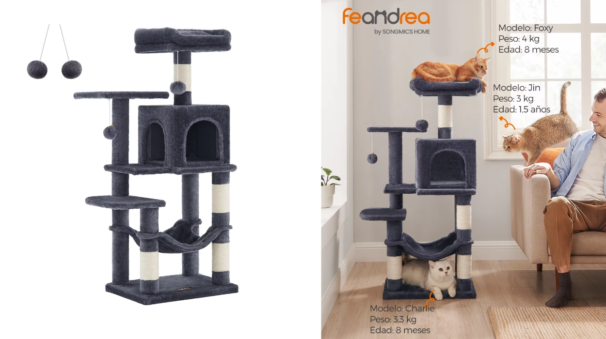 árbol rascador para gatos Feandrea de 112 cm de altura