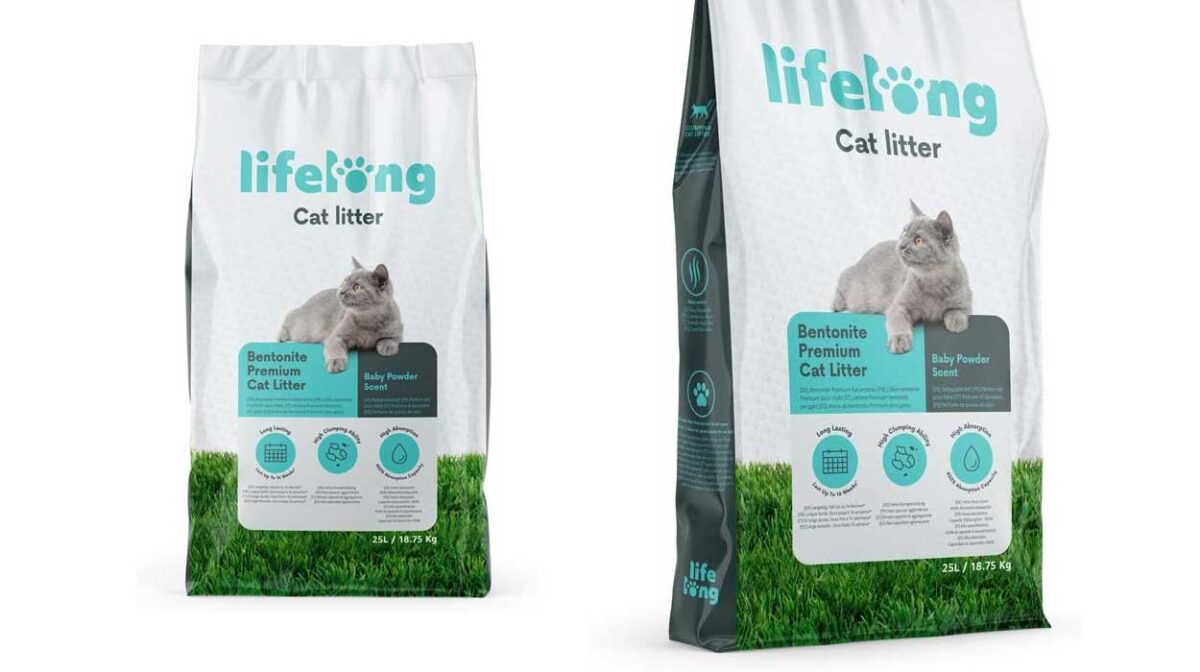 Arena para gatos Amazon Lifelong con perfume talco de 25L