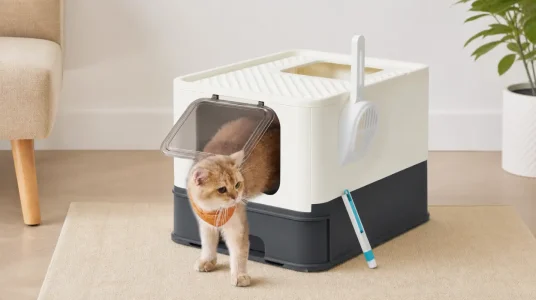 Arenero para gato Feandrea con bandeja extraíble y pala