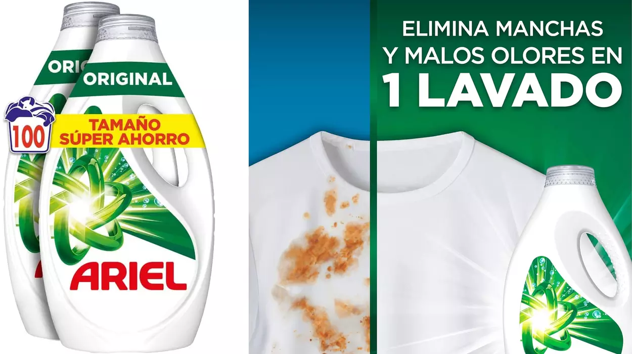 Ariel Detergente Lavadora Líquido de 100 lavados Limpieza mejorada para ciclos más fríos