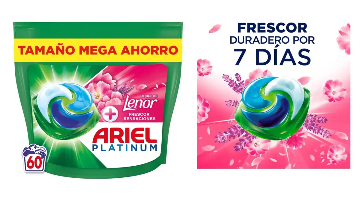 Pack de 60 cápsulas de detergente Ariel PODs Platinum Lenor