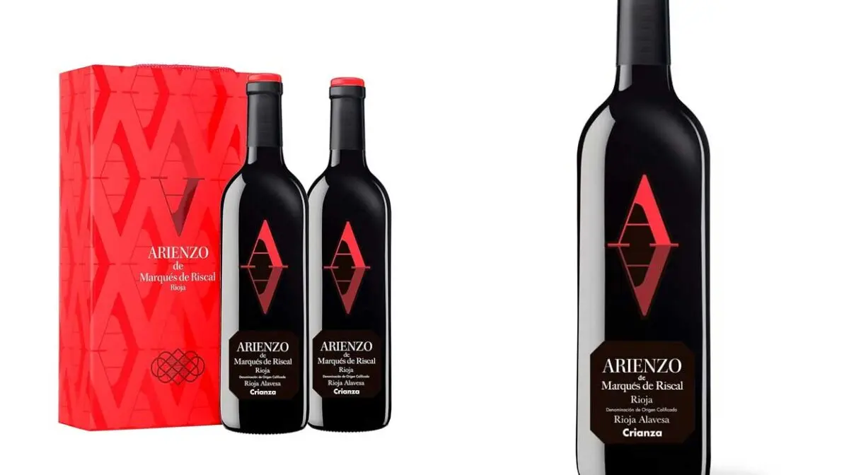 Estuche de 2 botellas de vino tinto crianza Arienzo de Marqués de Riscal con DOCa Rioja