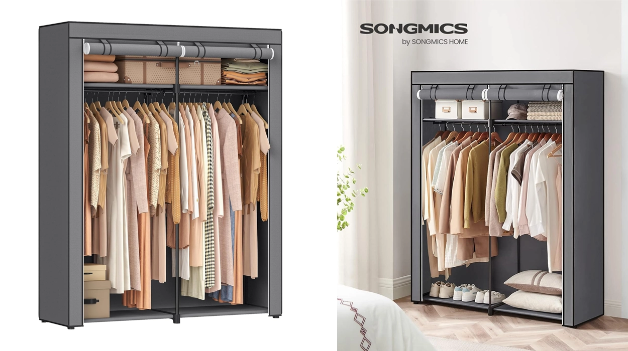 armario de tela Songmics con barras para colgar