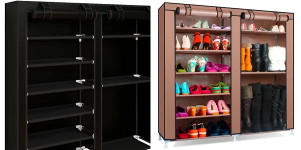 Zapatero de tela rígida Nyana con 2 puertas